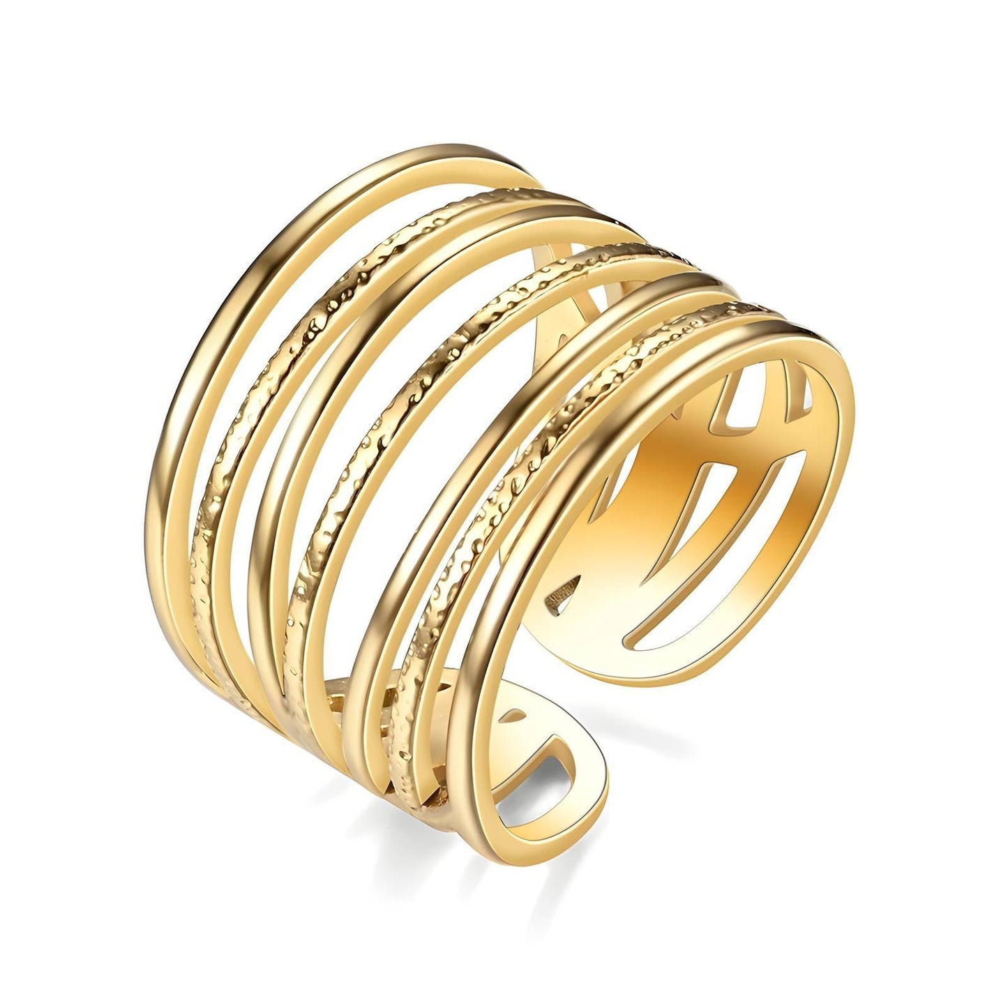 18K Gold-Plated Multi-Band Ring - Waterproof & Hypoallergenic - OmKrust