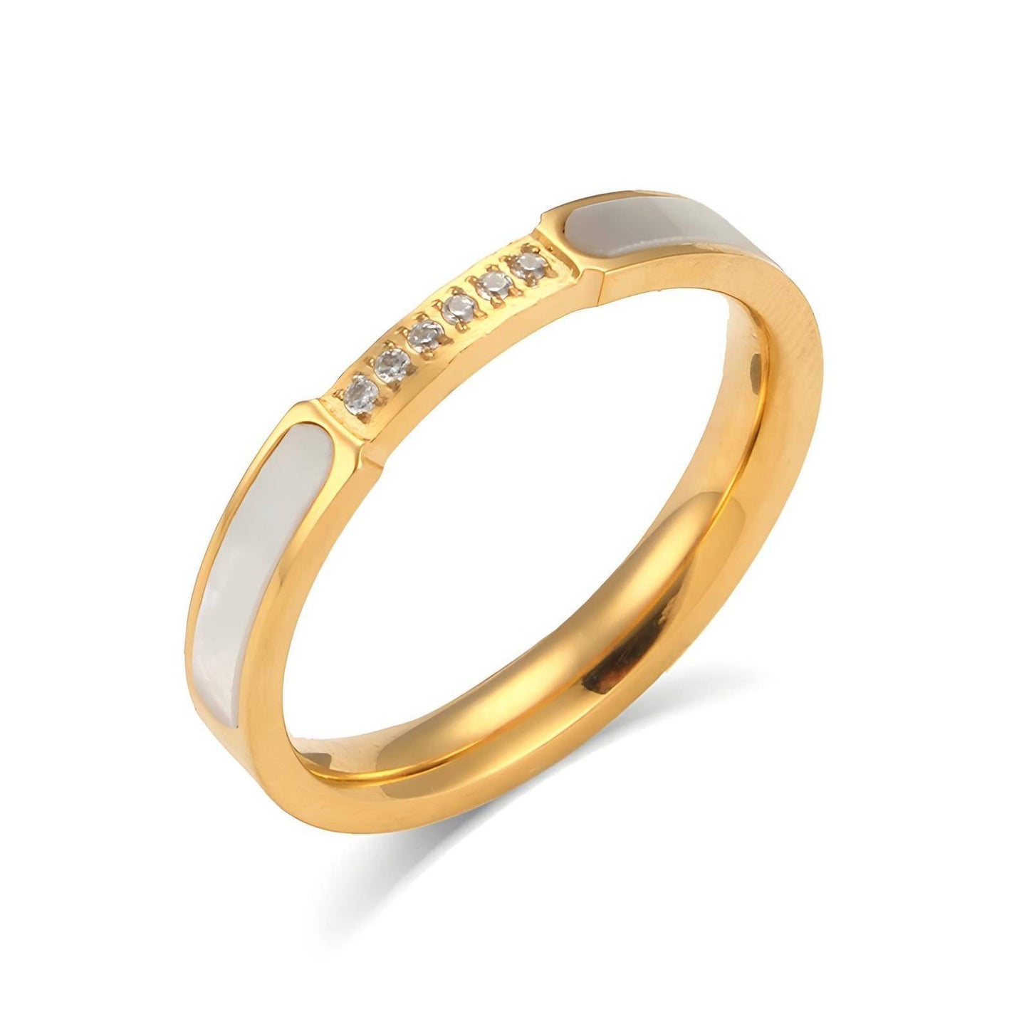 18K Gold Plated Ring with Cubic Zirconia Size 7 - OmKrust