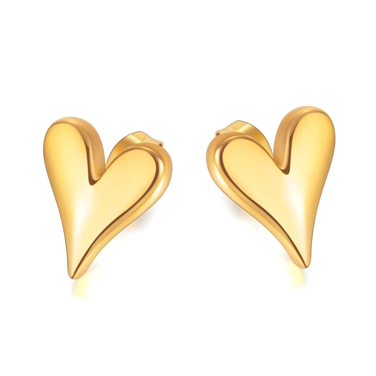 Dainty 18K Gold-Plated Heart Stud Earrings - OmKrust