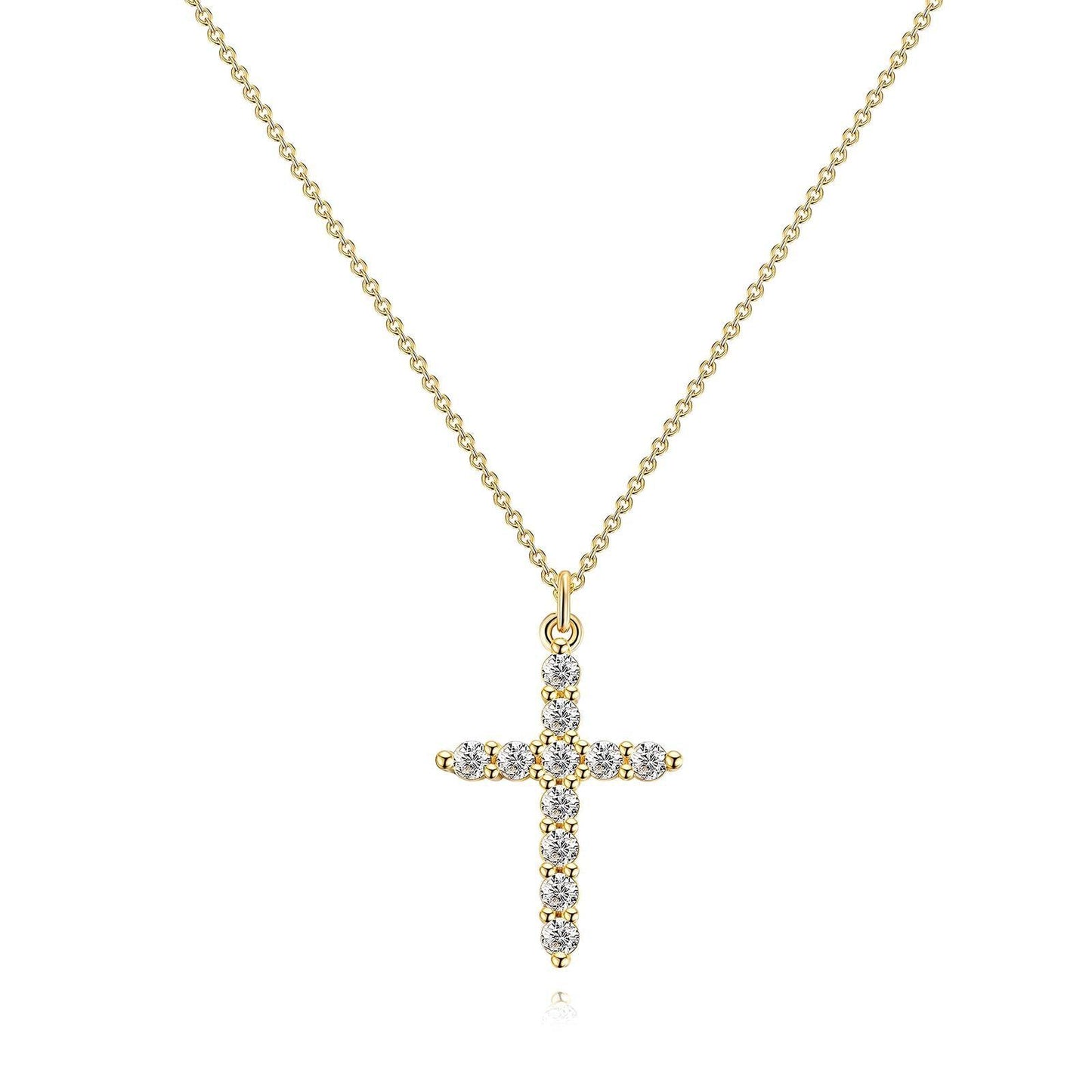Elegant 18k crystal cross necklace with crystal stones - OmKrust