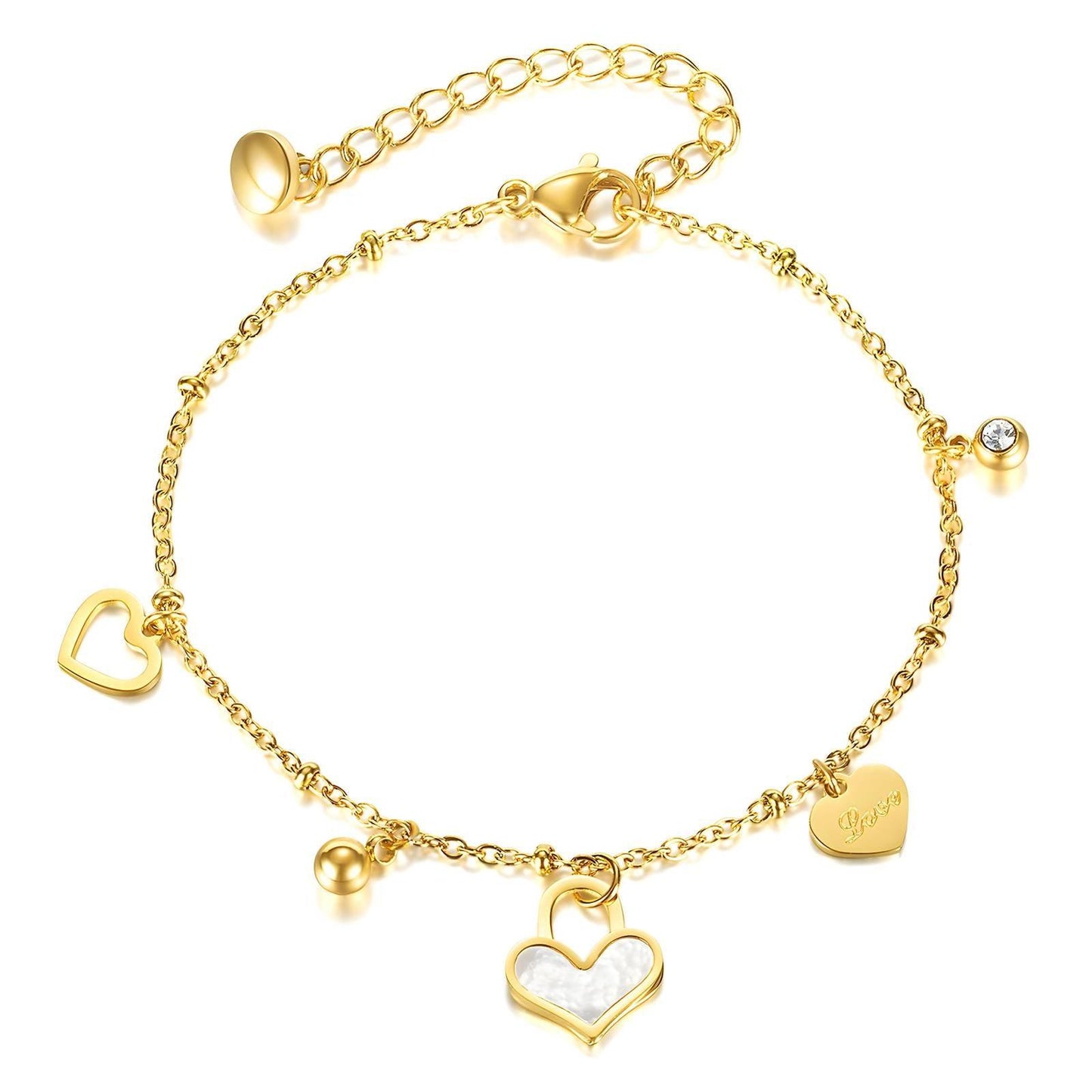 Elegant 18K Gold-Plated exquisite gold-plated heart charm bracelet - OmKrust
