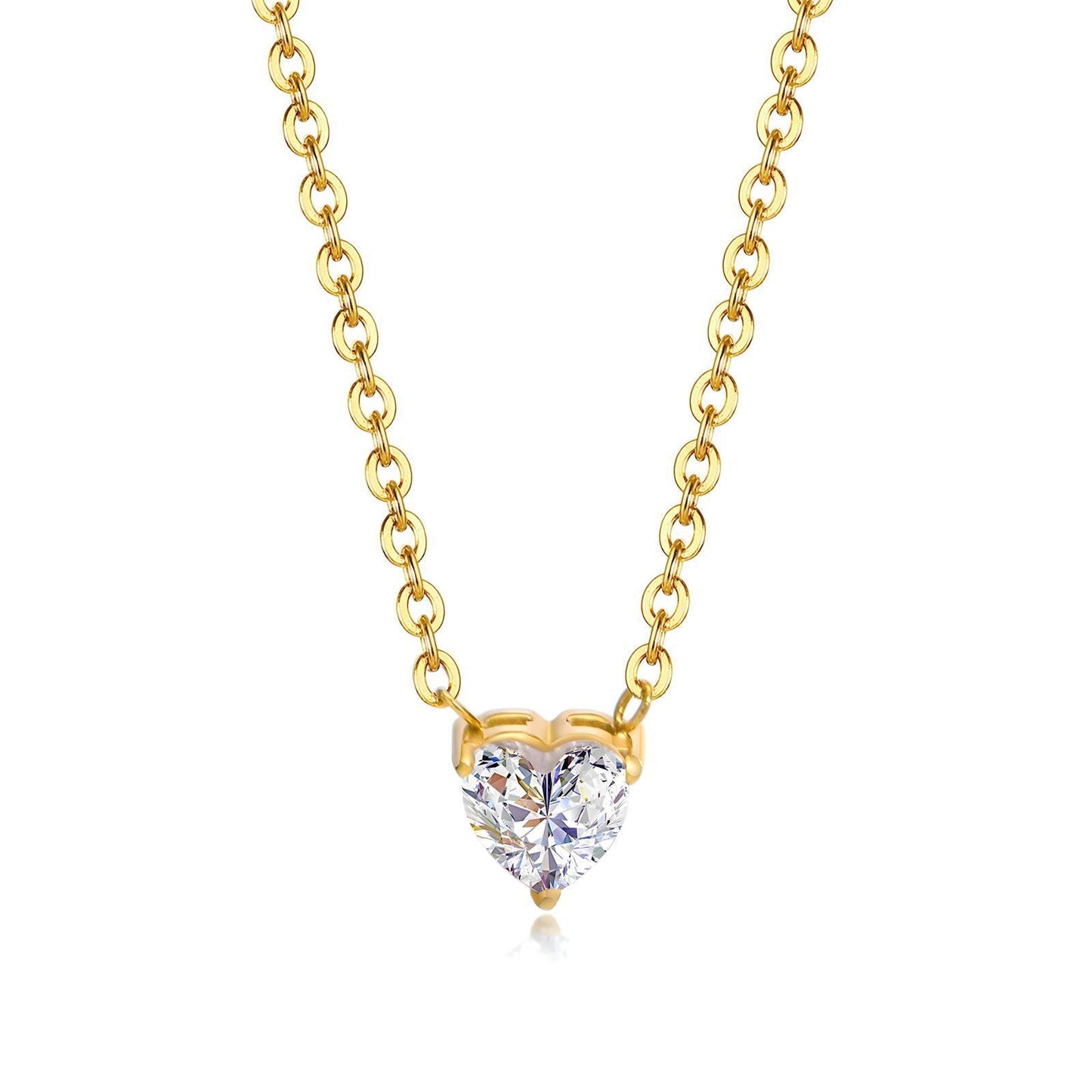 Elegant Cubic Zirconia Heart Pendant Necklace,18K GOLD PLATED , waterproof, hypoallergenic - OmKrust
