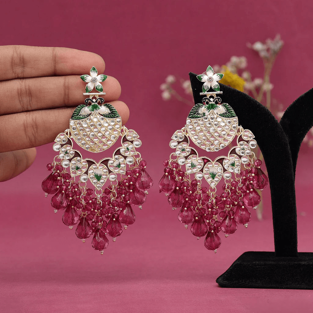 Peacock-Inspired Earrings: Kundan| intricate Meena Jadau - OmKrust