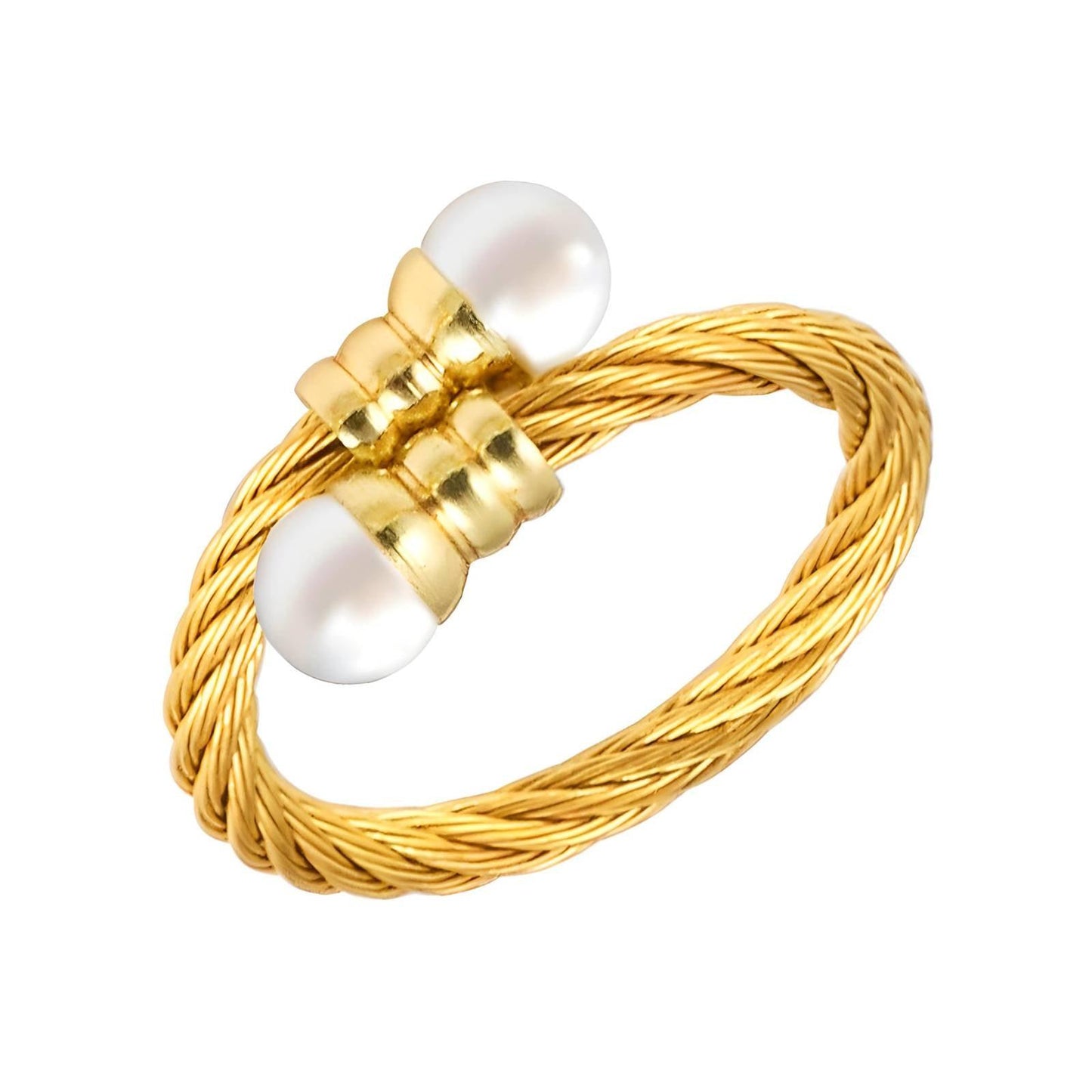 Sophisticated Adjustable Gold-Plated Ring with Pearls 18K GOLD PLATED - OmKrust
