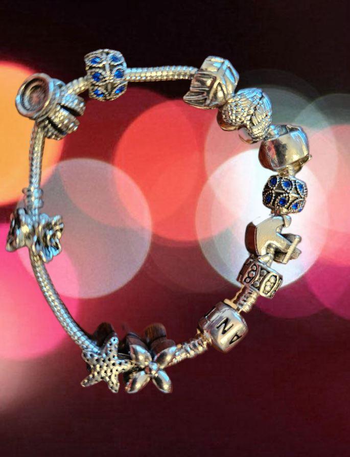 12-Charm PANDORA Bracelet: 925 Sterling SILVER  OmKrust