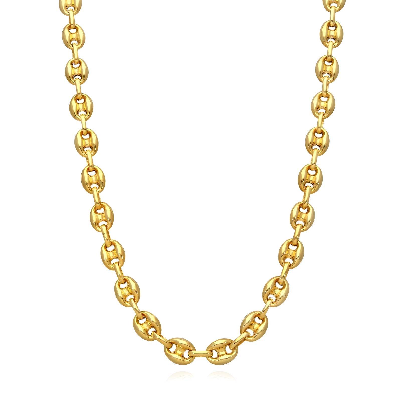 18 K Golden Allure - Sleek Oval Link Necklace - OmKrust