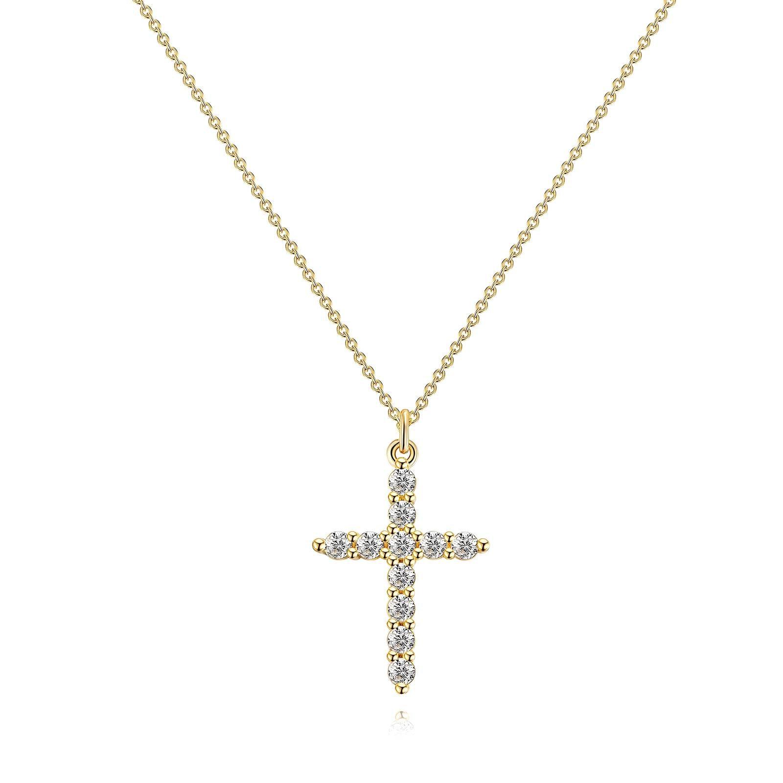 Elegant 18k crystal cross necklace with crystal stones - OmKrust