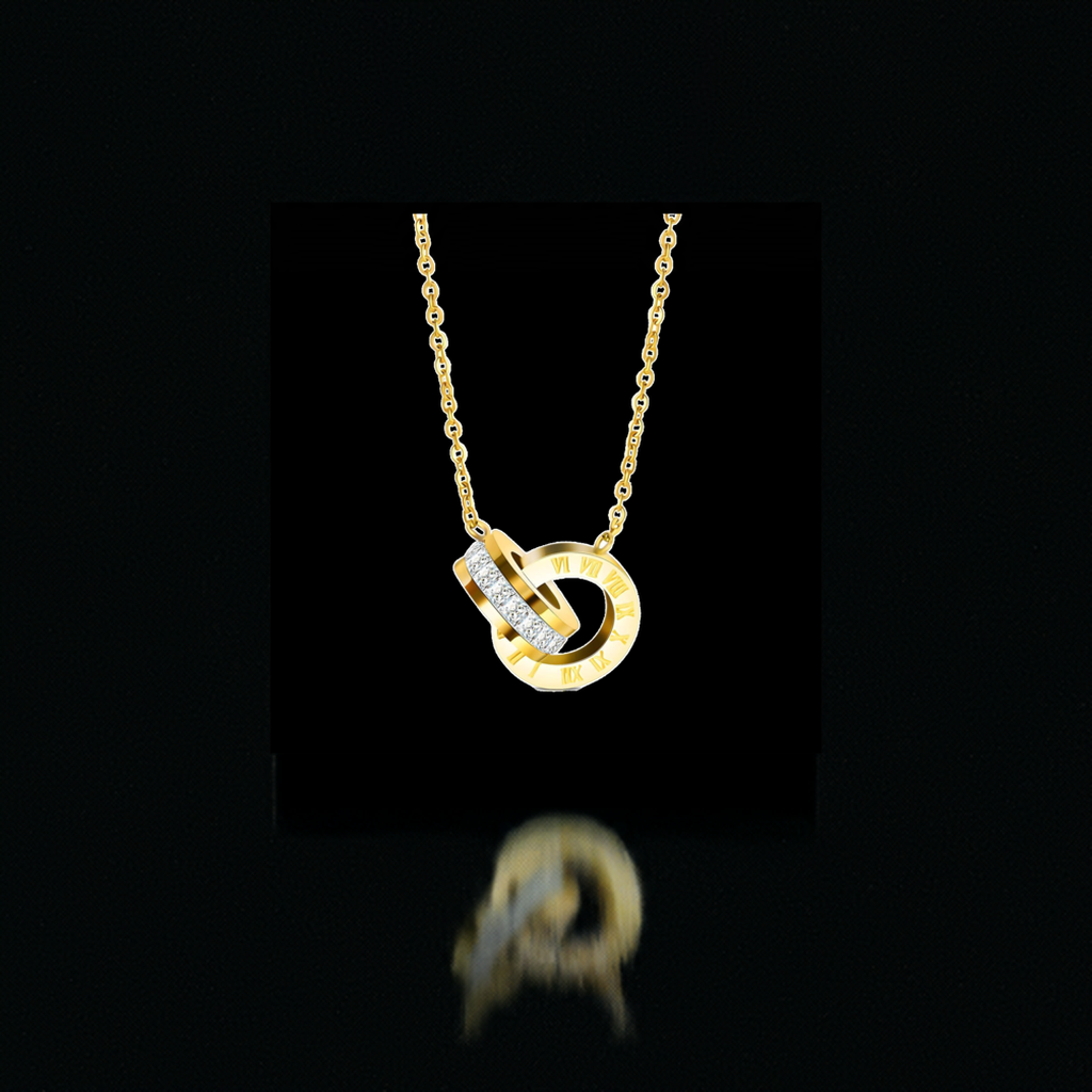 18K Gold plated  Dual  Circle Pendant Necklace